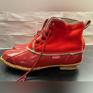 Vintage 1980’s Fleece and Rubber Sporto Rain Boots Size 8